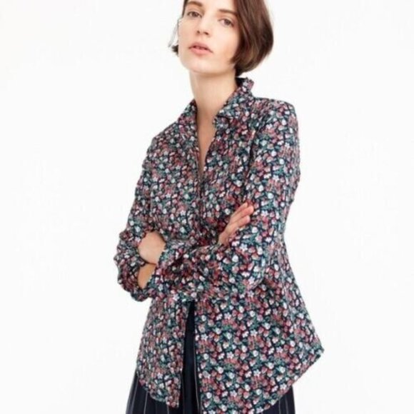 J. Crew X Liberty Slim Perfect Button Up Sarah Floral Print Long Sleeve Shirt 2 - Picture 1 of 8